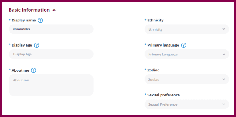 Filling in basic information