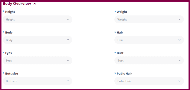 Filling in body overview