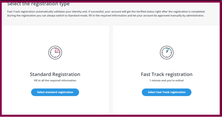 Standard and FastTrack registration